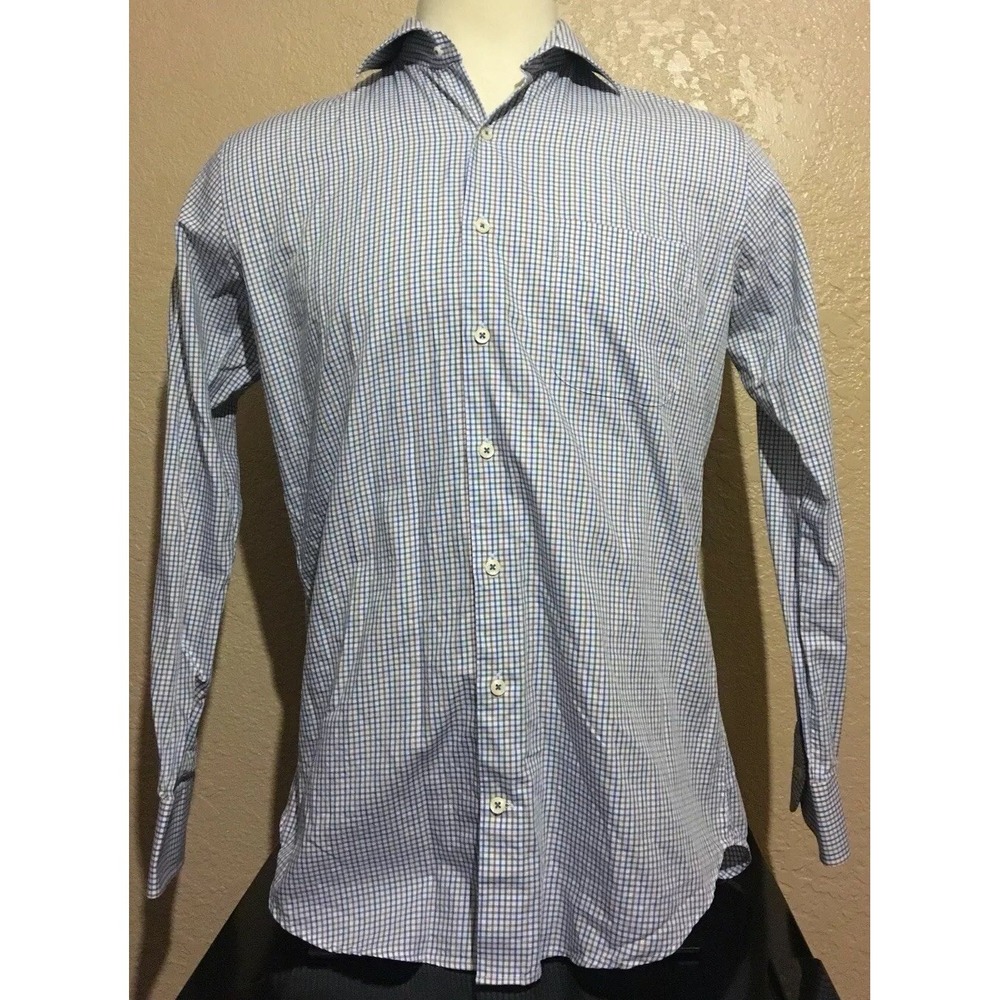 Peter Millar Men's Size Medium 100% Cotton Multi-Color Check Long Sleeve Shirt M